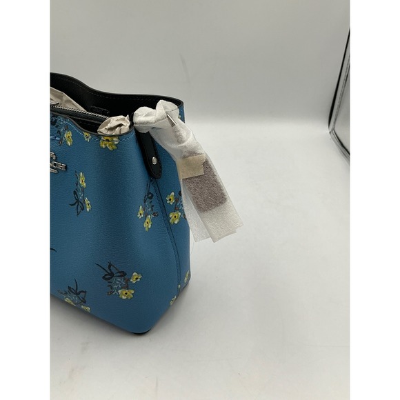 Coach Mini Town Bucket Bag Blue Multi Floral Bow Print Crossgrain Leather C7974 - Picture 6 of 15
